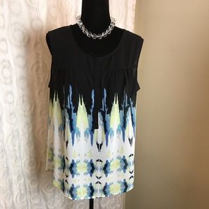 Rose & Olive Black Multicolor Sleeveless Printed Blouse